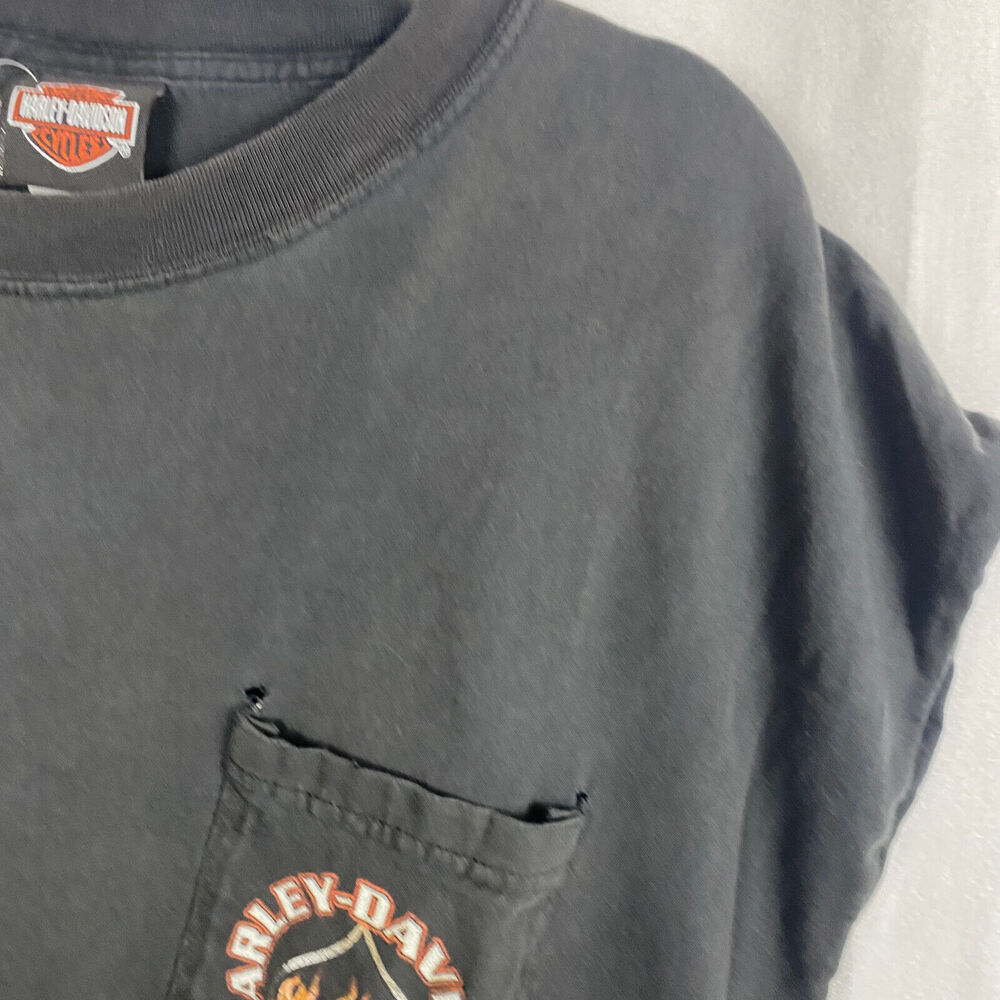 Vtg Harley Davidson T-Shirt Sz 3X Gallipolis Ohio Two-Sided Cut-Off Sleeve - Picture 10 of 13